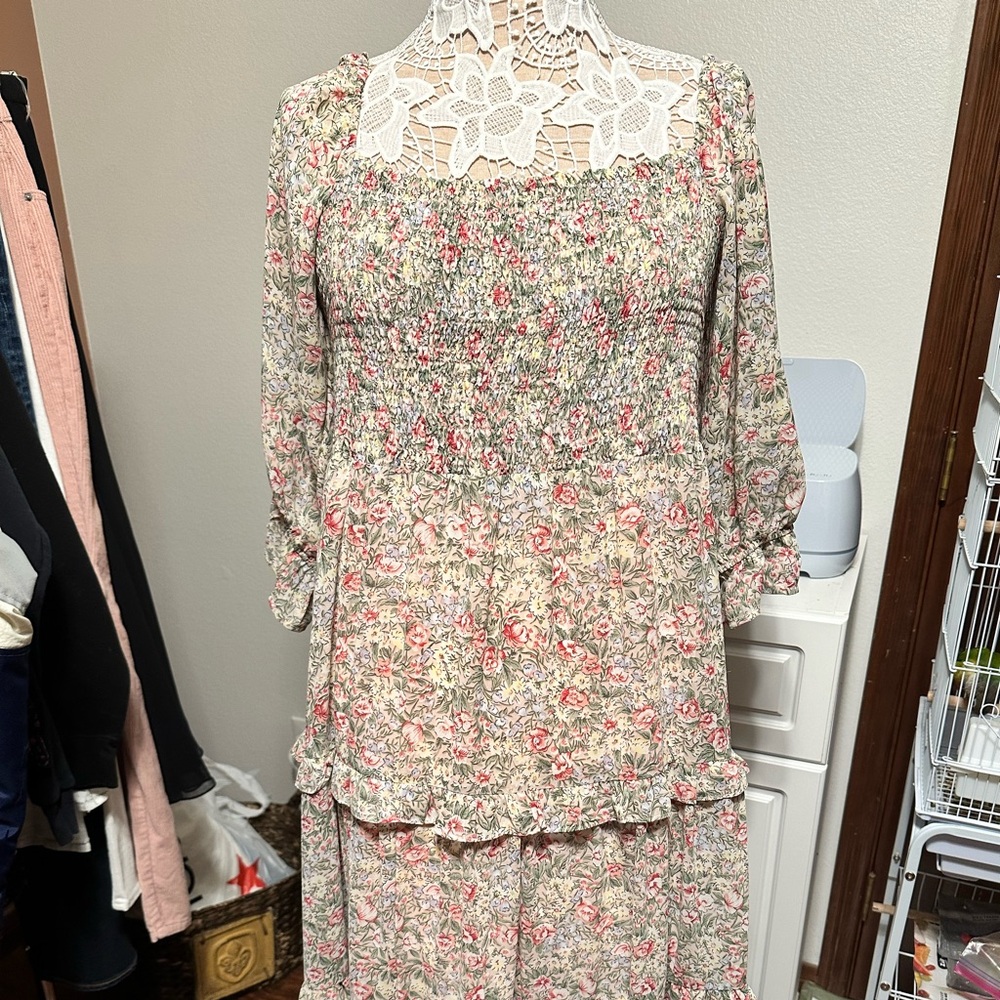 Floor length floral dress